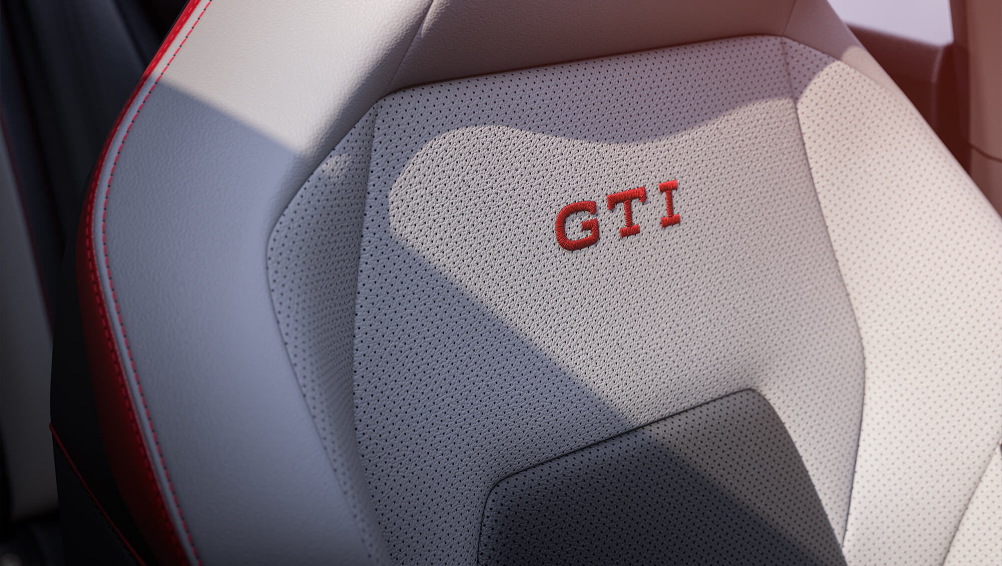Detalle bordado de las butacas deportivas del Golf GTI